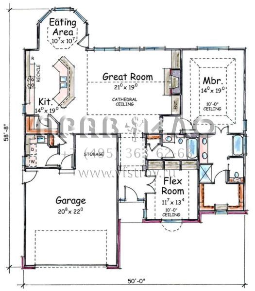 Проект одноэтажного дома с гаражом на две машины в стиле Ранчо S5-157 (402-01382)
