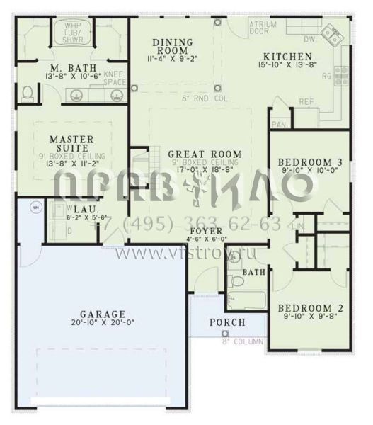 Проект одноэтажного дома с гаражом на две машины в стиле Ранчо S5-128 (110-00281)