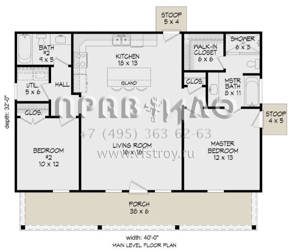 Проект одноэтажного дома без гаража в стиле Ранчо S5-97 (940-00463)