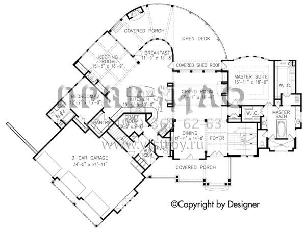 Проект двухэтажного дома с гаражом на три и более машин в стиле Шале S5-487 (699-00075)