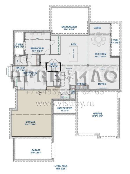 Проект одноэтажного дома с гаражом на три и более машин в американском стиле S5-245 (425-00041)