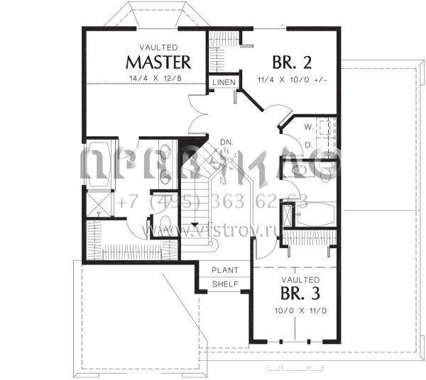 Проект двухэтажного дома с гаражом на две машины в стиле Ранчо S5-185 (2559-00275)