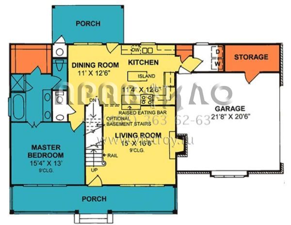 Проект одноэтажного дома с гаражом на две машины в стиле Ранчо S5-151 (4848-00236)