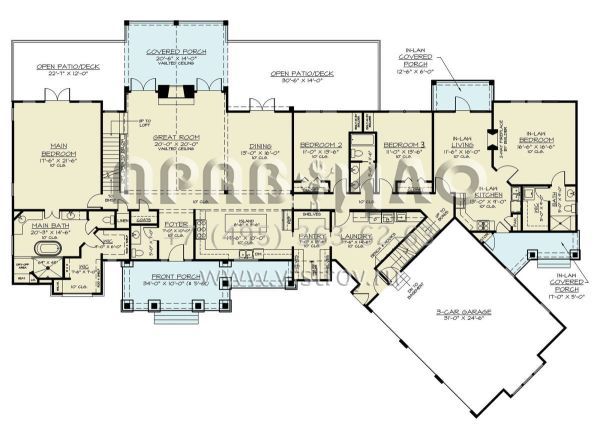 Проект двухэтажного дома с гаражом на три и более машин в современном стиле S5-342 (4195-00063)
