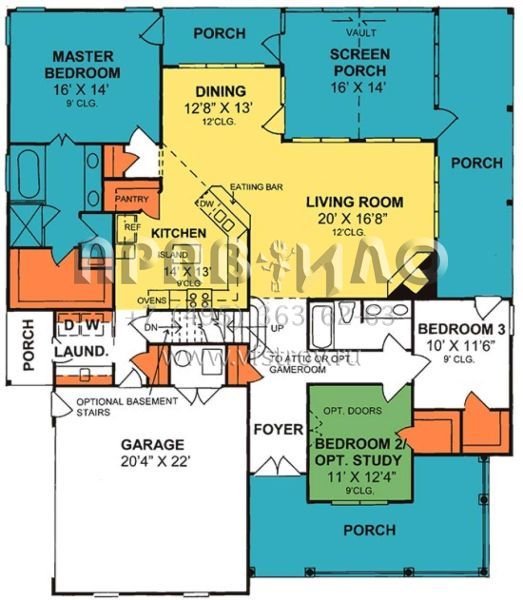 Проект одноэтажного дома с гаражом на две машины в стиле Ранчо S5-171 (4848-00181)