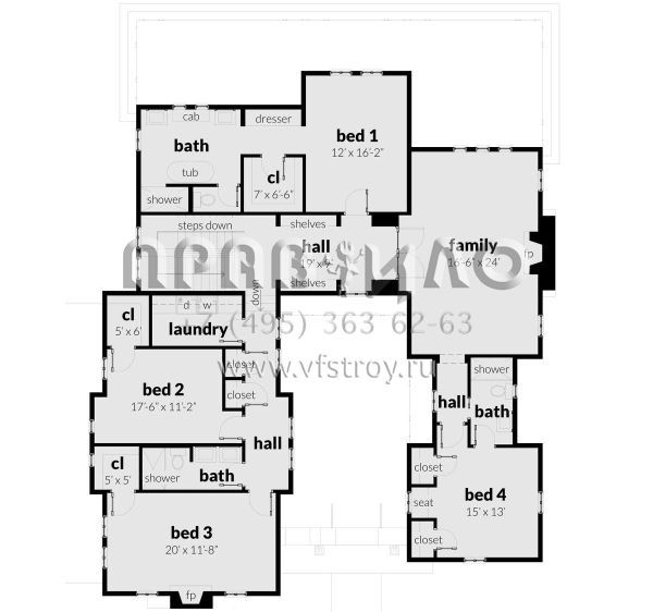 Проект особняка в замковом стиле с внутренним садом и гаражомстиле S5-386 (028-00162)
