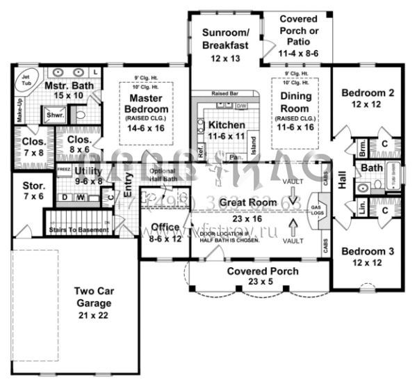 Проект одноэтажного дома с гаражом на две машины в стиле Ранчо S5-188 (348-00110)