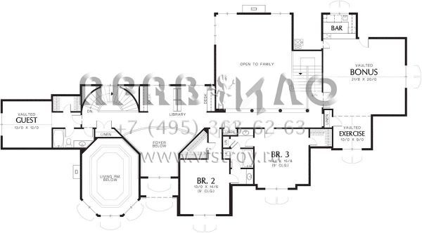 Проект двухэтажного дома с гаражом на три и более машин в стиле Ранчо S5-554 (2559-00574)