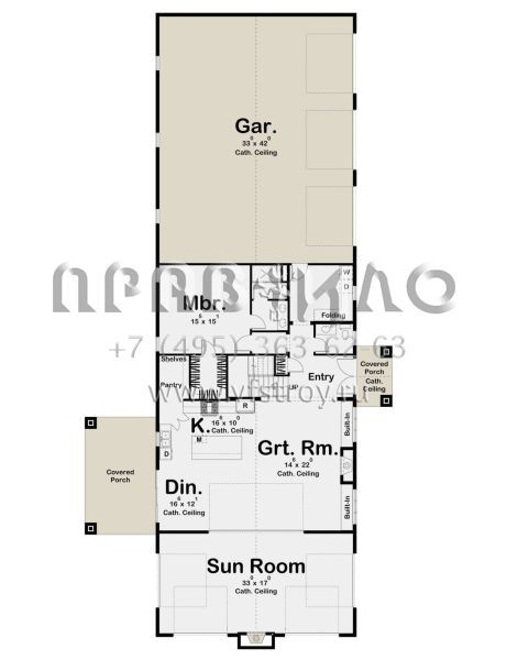 Проект двухэтажного дома с гаражом на три и более машин в стиле БарнХаус S5-200 (963-00602)