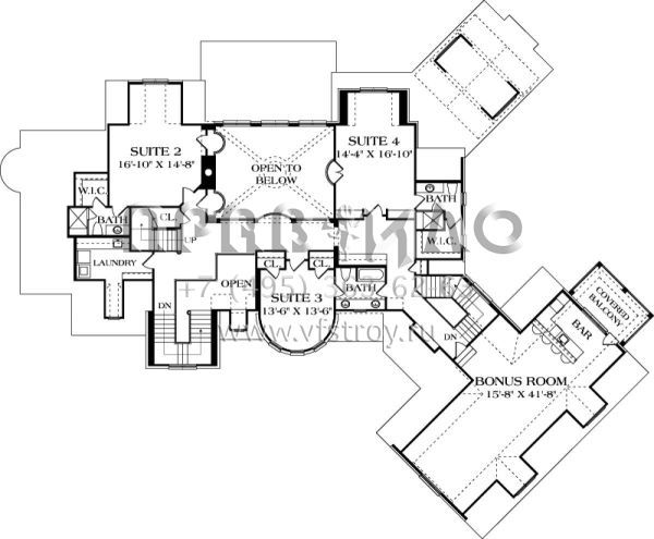 Проект трехэтажного дома с гаражом на три и более машин в стиле Ранчо S5-601 (3323-00644)