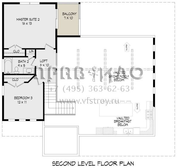 Проект двухэтажного дома с гаражом на две машины в стиле Ранчо S5-204 (940-00181)