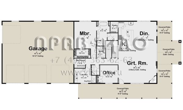 Проект двухэтажного дома с гаражом на три и более машин в стиле БарнХаус S5-323 (963-00844)