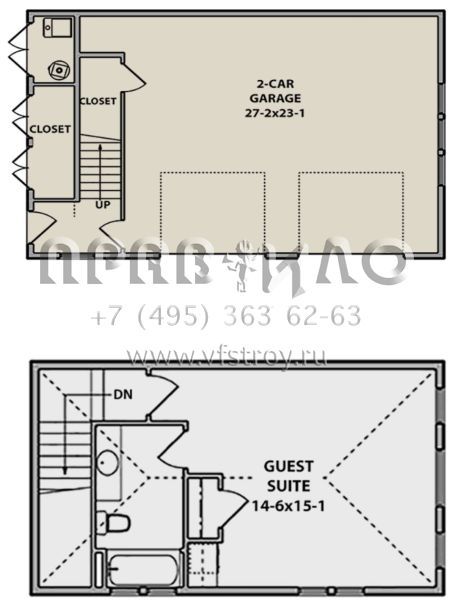 Проект двухэтажного дома с гаражом на две машины в стиле Ранчо S5-407 (5631-00074)