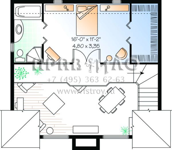 Проект двухэтажного дома без гаража в современном стиле S5-107 (034-00060)