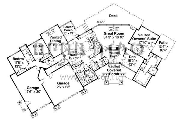 Проект двухэтажного дома с гаражом на три и более машин в американском стиле S5-404 (035-00796)