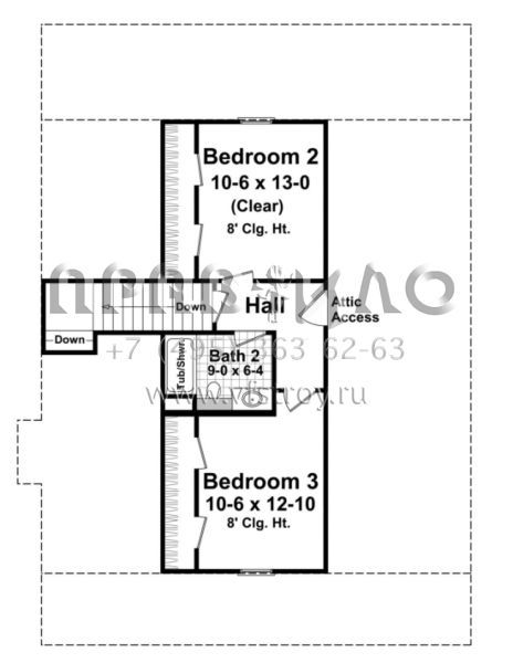 Проект двухэтажного дома с гаражом на две машины в стиле Ранчо S5-177 (348-00177)