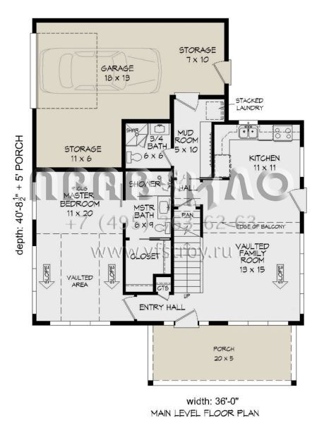 Проект двухэтажного дома с гаражом на одну машину в современном стиле S5-133 (940-00945)