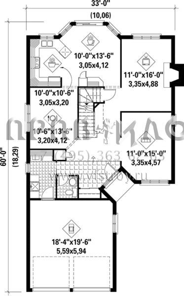 Проект двухэтажного дома с гаражом на две машины в английском стиле S5-241 (6146-00193)