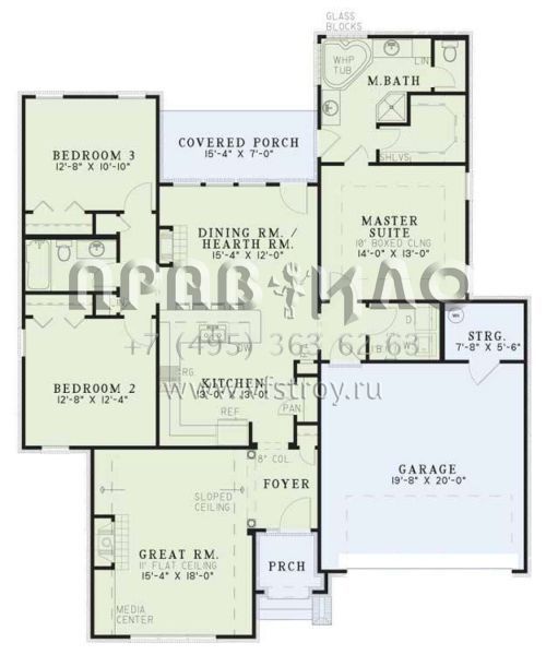 Проект одноэтажного дома с гаражом на две машины в стиле Ранчо S5-154 (110-00204)