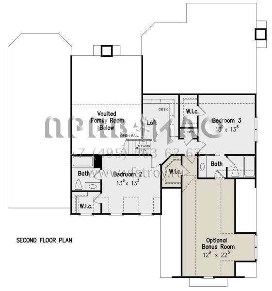 Проект двухэтажного дома с гаражом на две машины в стиле Ранчо S5-269 (8594-00126)