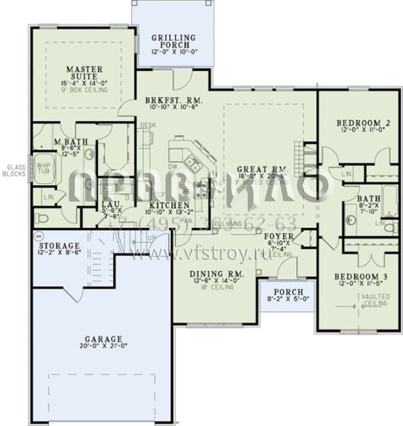 Проект одноэтажного дома с гаражом на две машины в стиле Ранчо S5-172 (110-00877)