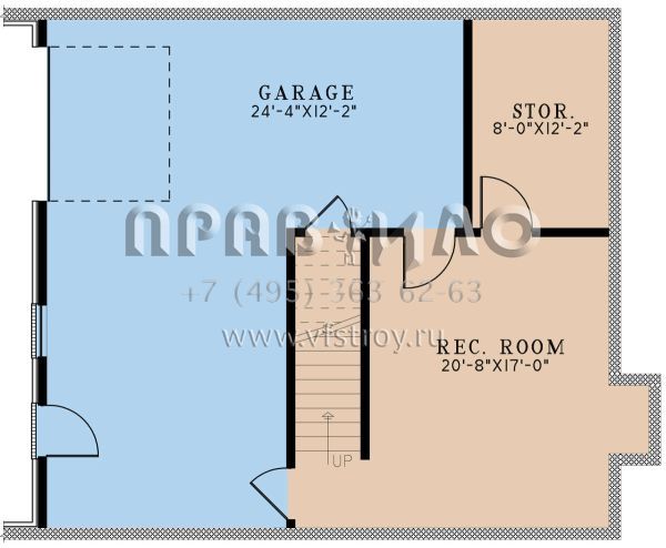Проект двухэтажного дома с гаражом на одну машину в стиле Шале S5-206 (8318-00310)