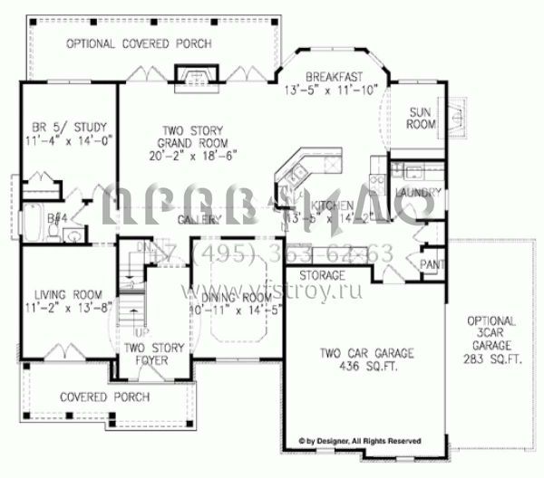 Проект двухэтажного дома с гаражом на две машины в стиле Ранчо S5-284 (699-00060)