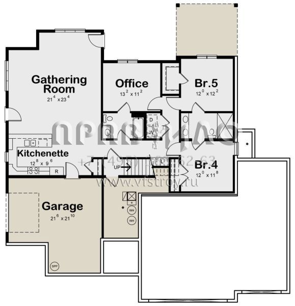 Проект одноэтажного дома с гаражом на три и более машин в современном стиле S5-348 (402-01646)