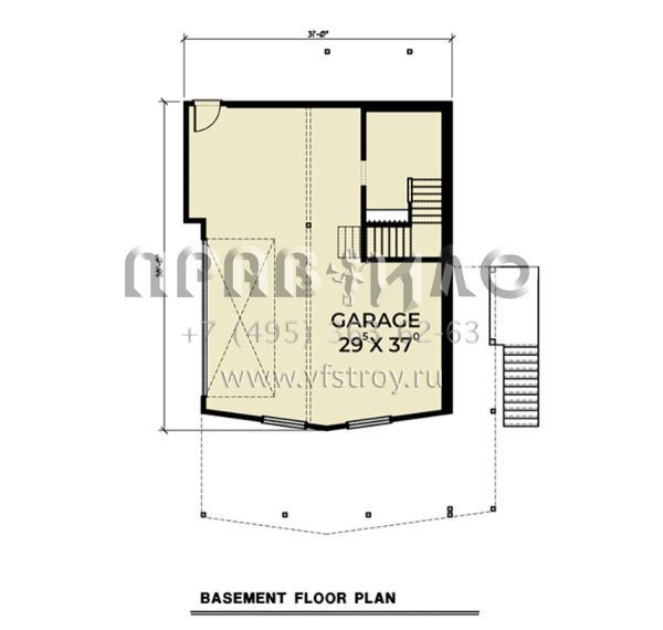 Проект двухэтажного дома с гаражом на две машины в стиле Ранчо S5-132 (2464-00061)
