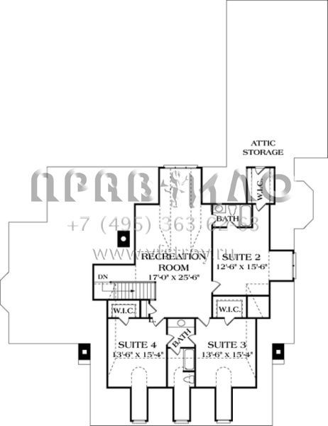 Проект двухэтажного дома с гаражом на три и более машин в стиле Ранчо S5-412 (3323-00449)