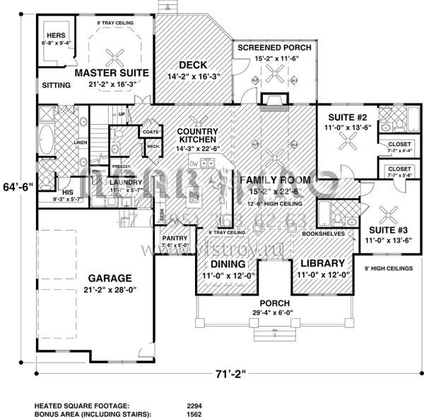 Проект одноэтажного дома с гаражом на две машины в стиле Ранчо S5-213 (036-00247)