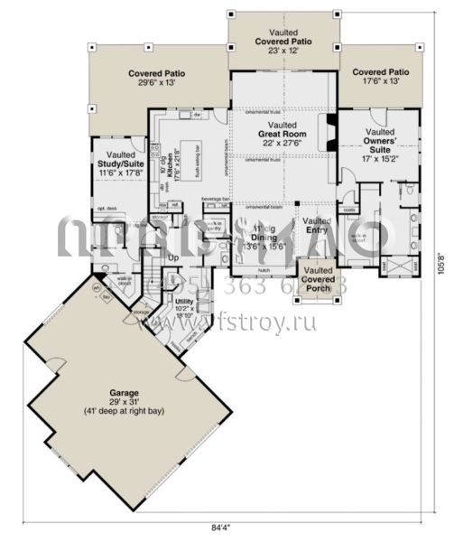 Проект двухэтажного дома с гаражом на две машины в американском стиле S5-339 (035-00937)