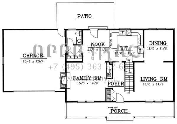 Проект двухэтажного дома с гаражом на две машины в стиле Ранчо S5-204 (692-00186)