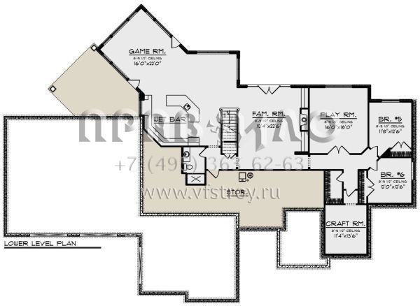 Проект двухэтажного дома с гаражом на три и более машин в американском стиле S5-707 (1020-00355)