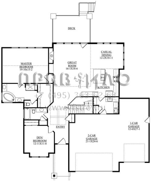 Проект одноэтажного дома с гаражом на три и более машин в стиле Шале S5-307 (5631-00058)