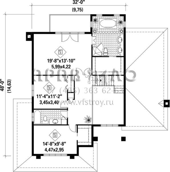 Проект двухэтажного дома с гаражом на две машины в английском стиле S5-249 (6146-00056)