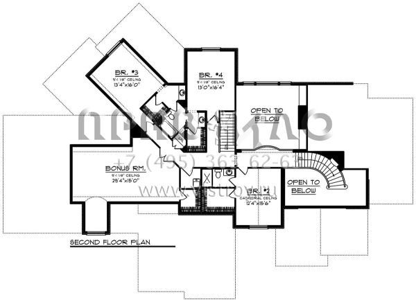 Проект двухэтажного дома с гаражом на три и более машин в стиле Ранчо S5-422 (1020-00085)
