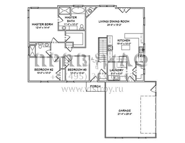 Проект одноэтажного дома с гаражом на две машины в стиле Ранчо S5-150 (849-00015)