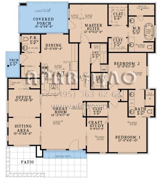 Проект одноэтажного дома без гаража в современном стиле S5-175 (8318-00327)