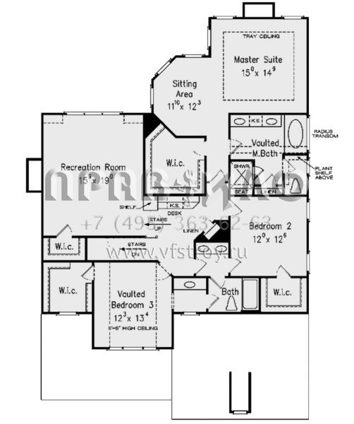 Проект двухэтажного дома с гаражом на две машины в стиле Ранчо S5-302 (8594-00307)