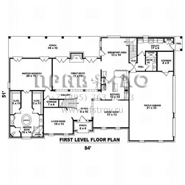 Проект двухэтажного дома с гаражом на три и более машин в современном стиле S5-439 (053-01780)