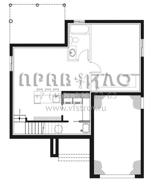 Проект одноэтажного дома с гаражом на одну машину в стиле Ранчо S5-74 (034-01224)