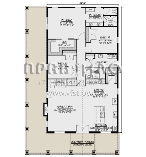 Проект двухэтажного дома без гаража в американском стиле S5-257 (5032-00208)