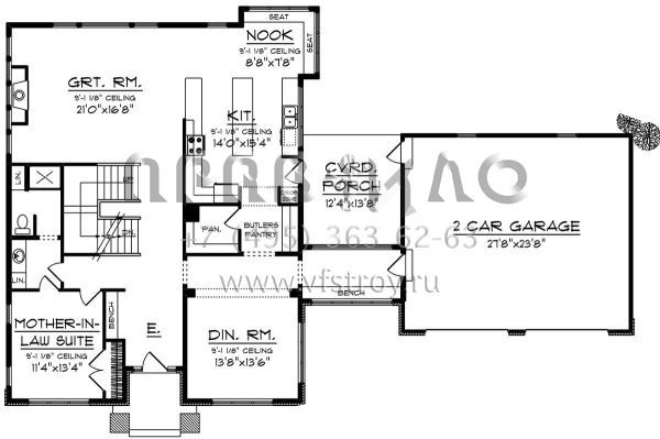 Проект двухэтажного дома с гаражом на две машины в стиле Райт S5-296 (1020-00041)