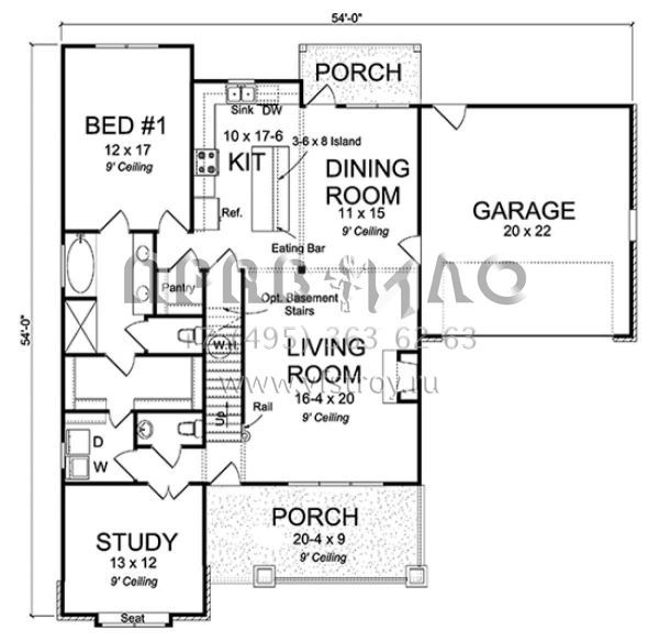 Проект двухэтажного дома с гаражом на две машины в американском стиле S5-201 (4848-00347)