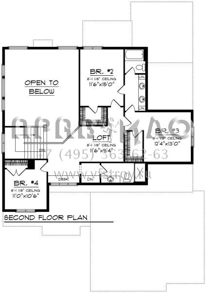 Проект двухэтажного дома с гаражом на три и более машин в стиле Райт S5-285 (1020-00039)