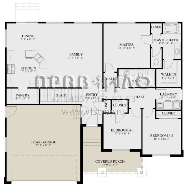 Проект одноэтажного дома с гаражом на две машины в стиле Ранчо S5-138 (2802-00237)
