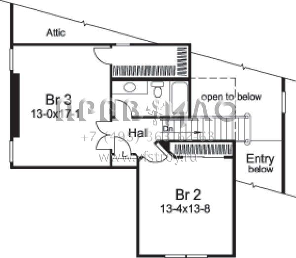 Проект двухэтажного дома с гаражом на две машины в стиле Ранчо S5-207 (5633-00101)