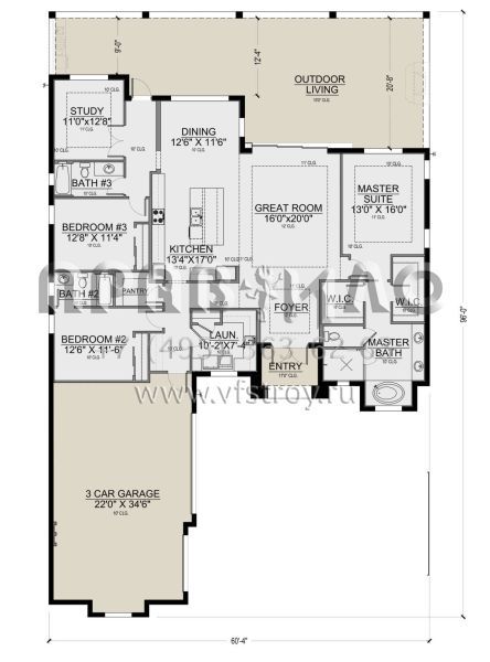 Проект одноэтажного дома с гаражом на три и более машин в современном стиле S5-234 (5565-00118)