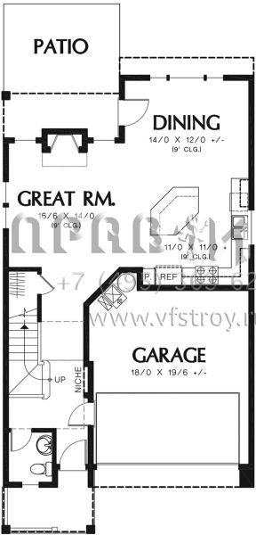 Проект двухэтажного дома с гаражом на две машины в стиле Ранчо S5-172 (2559-00754)
